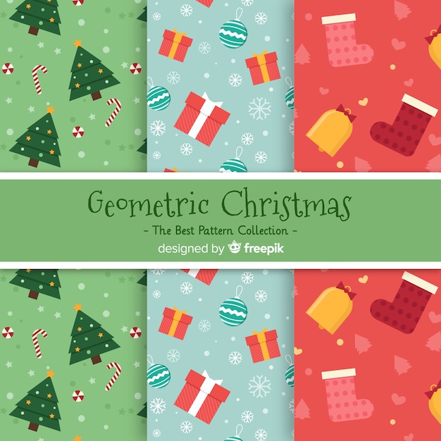 Moderne kerst patroon collectie met geometrisch ontwerp