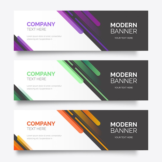 Gratis vector moderne kleurrijke banner pack sjabloon