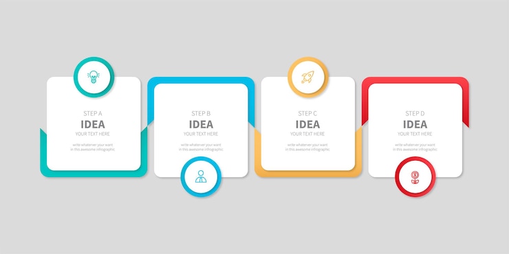 Gratis Vector moderne kleurrijke infographic stappen