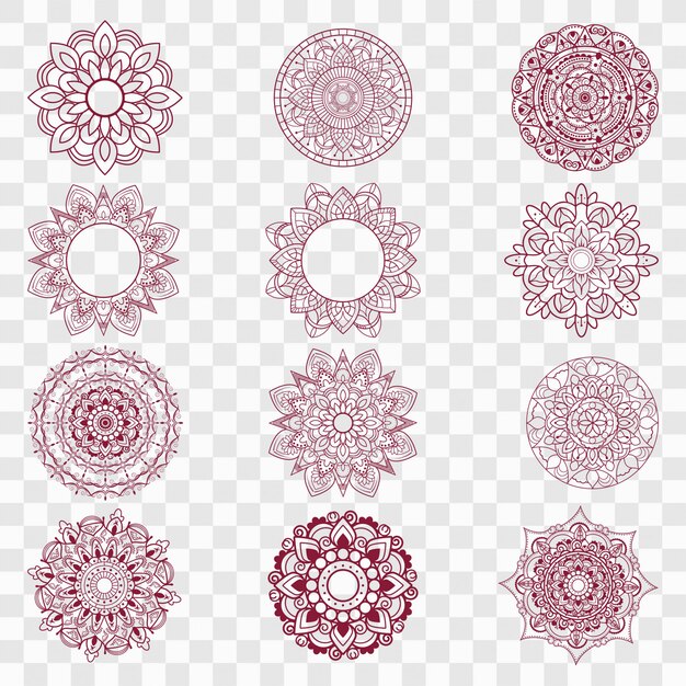 Moderne mandala-ontwerpen ingesteld