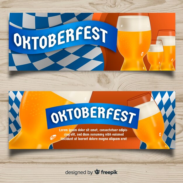 Moderne meest oktoberfest banners met beierse vlag