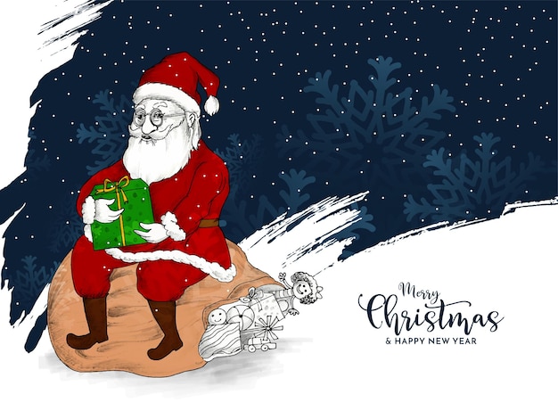 Gratis vector moderne merry christmas festival culturele achtergrond met de kerstman