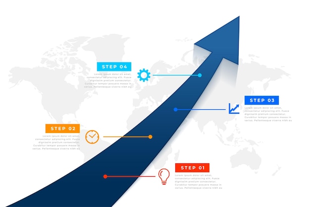 Moderne mijlpaal infografische lay-out met groei pijl ontwerp vector