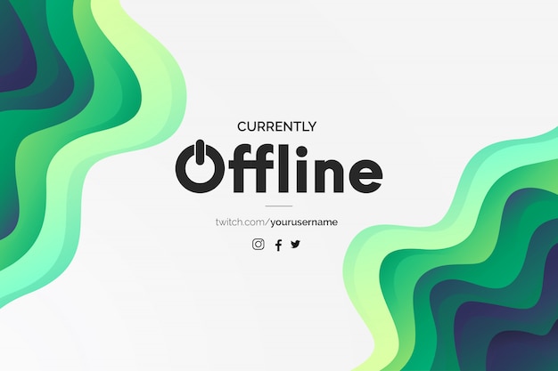 Moderne momenteel offline Twitch-banner met Papercut-ontwerp