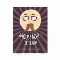 Gratis vector moderne movember party poster met plat ontwerp