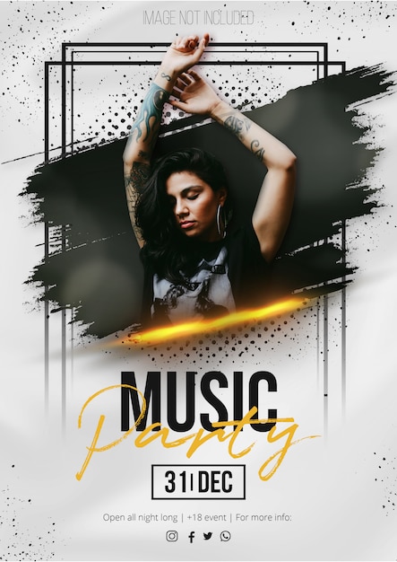 Gratis vector moderne muziek evenement poster met abstracte penseelstreek