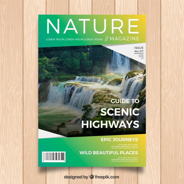 Moderne natuur dekking van de tijdschriftsjabloon met foto