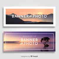 Gratis vector moderne natuurbanners met foto