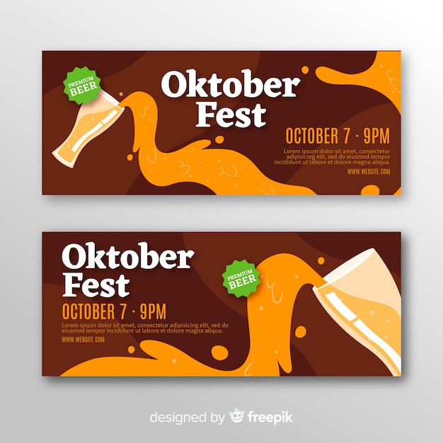 Moderne oktoberfest-banners met vlak ontwerp