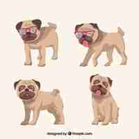 Gratis vector moderne pak koele pugs