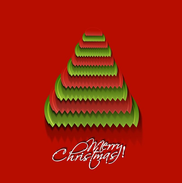 Moderne papier gesneden kerstboom achtergrond, vectorillustratie.