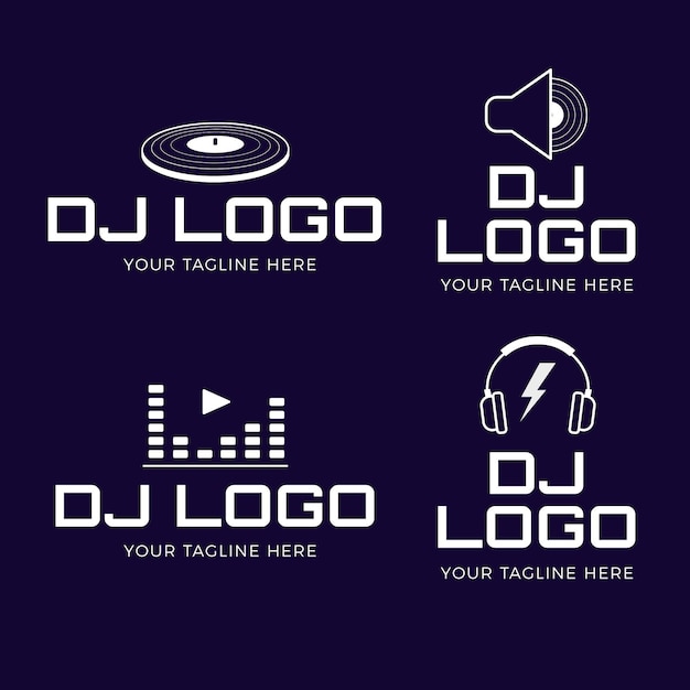 Gratis vector moderne platte dj-logo-collectie
