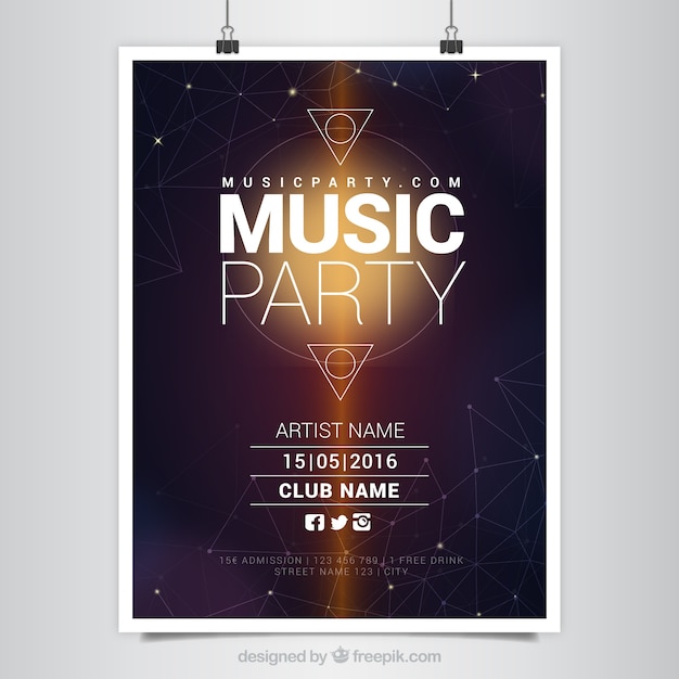 Gratis vector moderne poster muziek partij met geometrische vormen