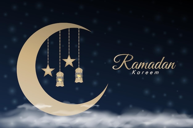 Gratis vector moderne ramadan achtergrondbanner.