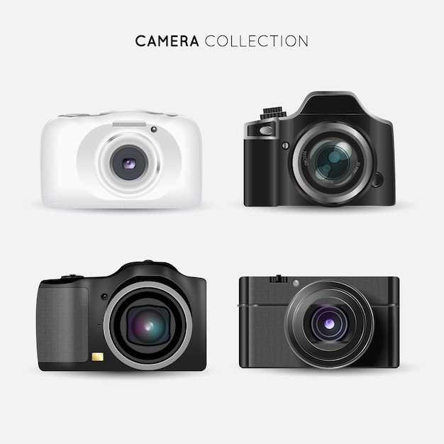 Gratis vector moderne realistische camera's verzamelen