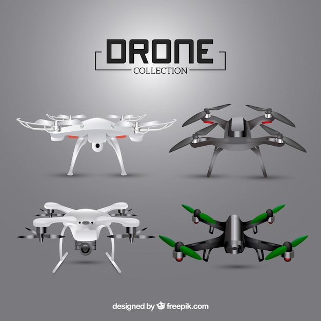 Gratis vector moderne realistische drone collectie