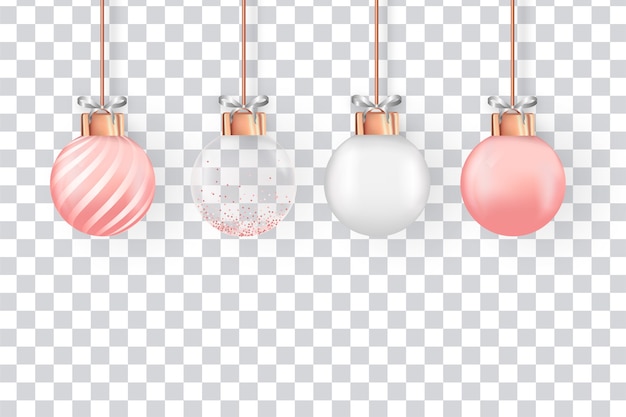 Gratis vector moderne realistische kerstballen instellen