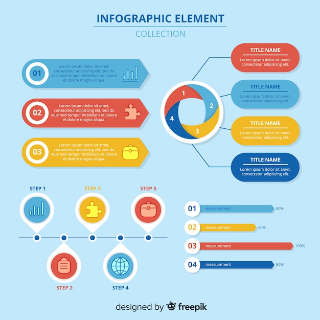 Gratis vector moderne reeks infographicselementen met vlak ontwerp