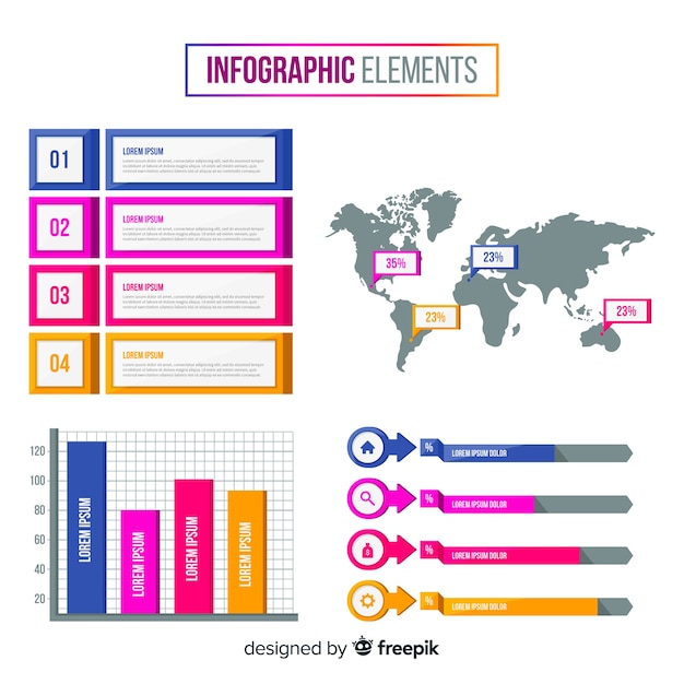 Moderne reeks infographicselementen met vlak ontwerp