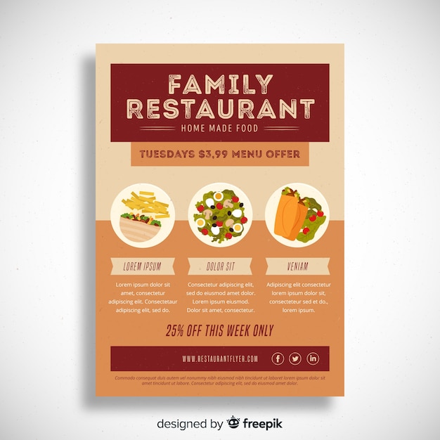 Gratis vector moderne restaurant flyer sjabloon