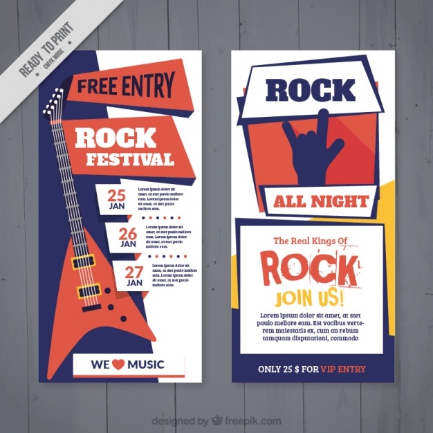 Gratis vector moderne rock festival brochure