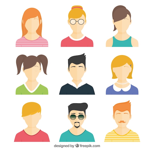 Moderne set avatars voor jonge mensen