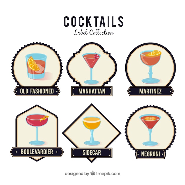 Gratis vector moderne set cocktail badges