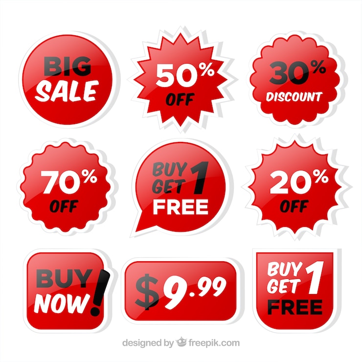 Gratis Vector moderne set glanzende kortingsstickers