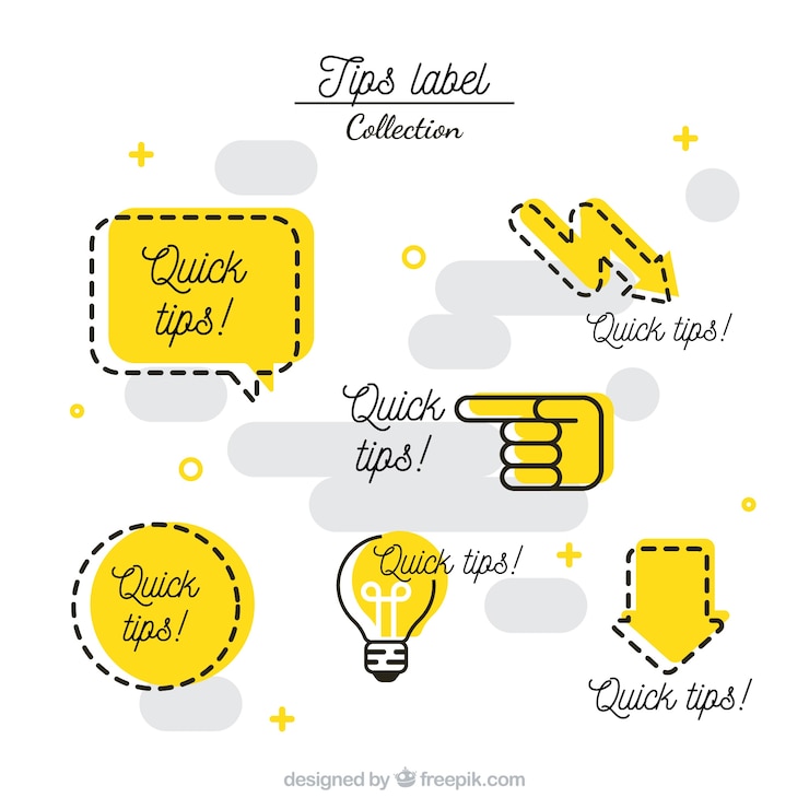 Gratis Vector moderne set tipsetiketten met plat ontwerp