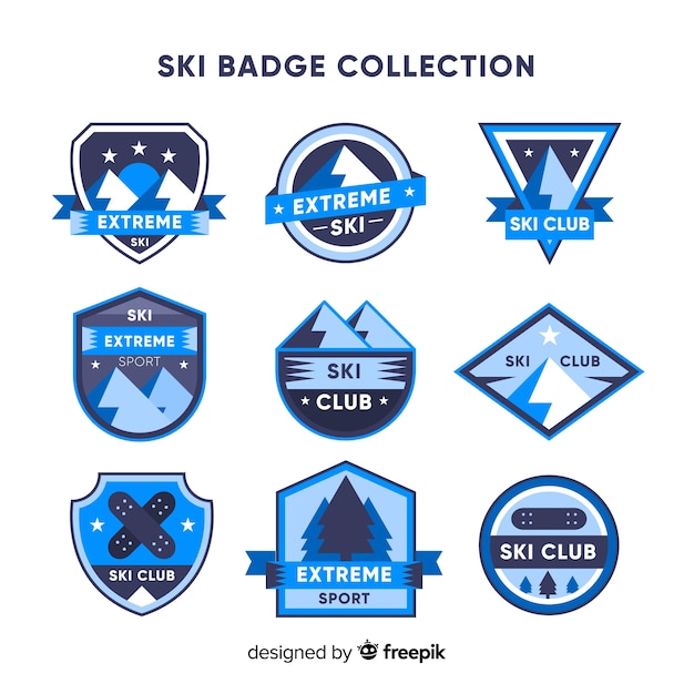 Gratis vector moderne set wintersport badges