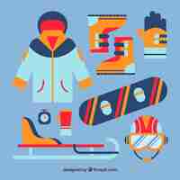 Gratis vector moderne set wintersportelementen