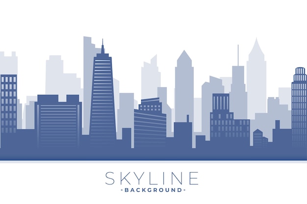 Gratis vector moderne skyline gebouwen achtergrond met indrukwekkende architectuur