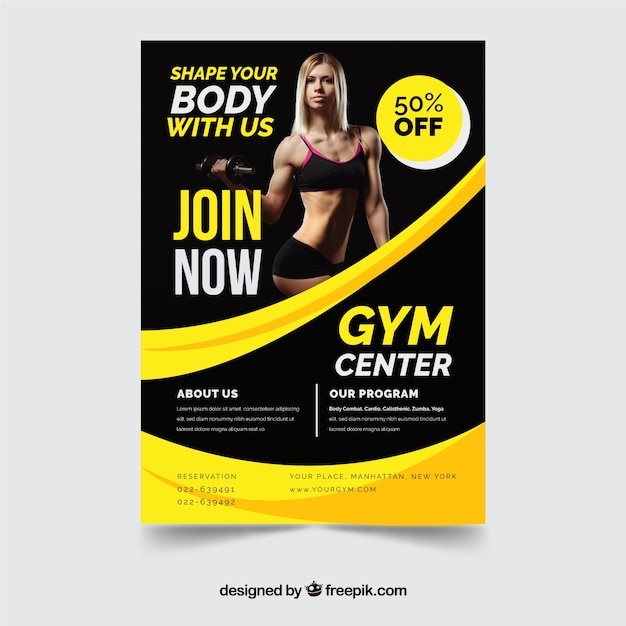 Gratis vector moderne sportschool flyer sjabloon