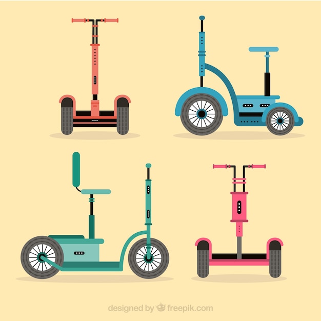 Gratis vector moderne stedelijke scooters met vlak ontwerp