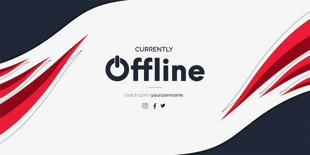 Moderne twitch offline banner met abstracte rode vormen