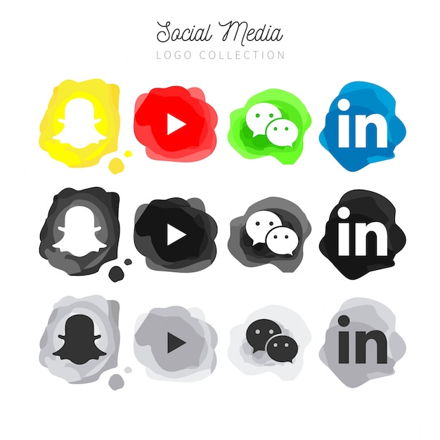 Gratis vector moderne waterverf social media logo collection
