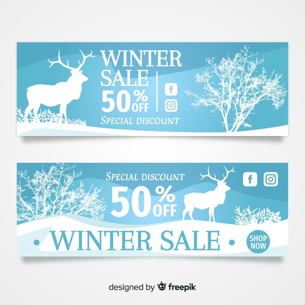 Moderne winter verkoop banners