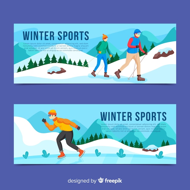 Gratis vector moderne wintersportbanners