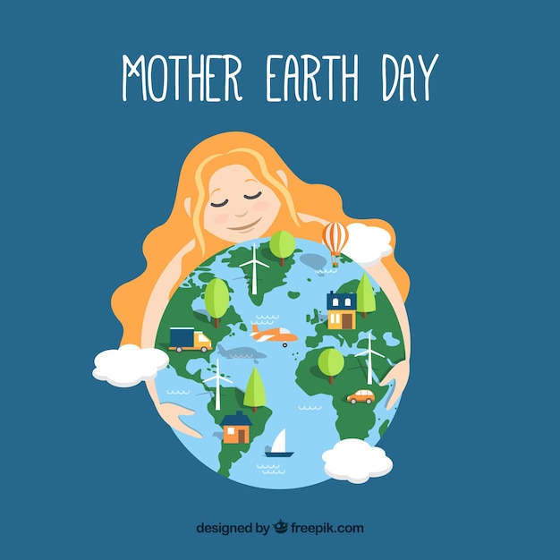 Moeder aarde achtergrond voor de dag van de wereld aarde