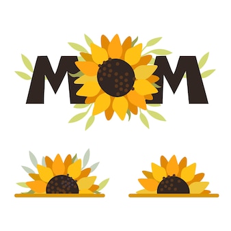 Moeder zonnebloem bloem zonnebloem moederdag afdruksjabloon voor inscripties