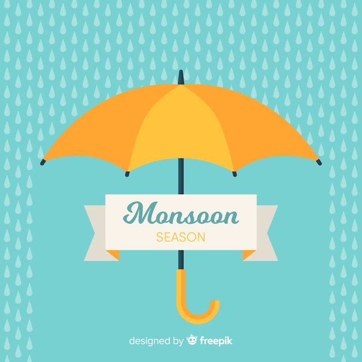Gratis Vector moessonachtergrond met paraplu
