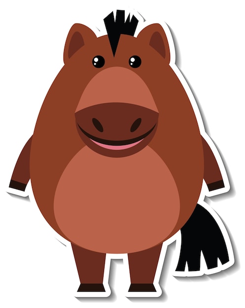 Gratis vector mollig paard dier cartoon sticker