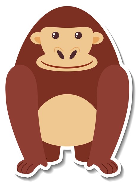 Gratis vector mollige gorilla dieren cartoon sticker