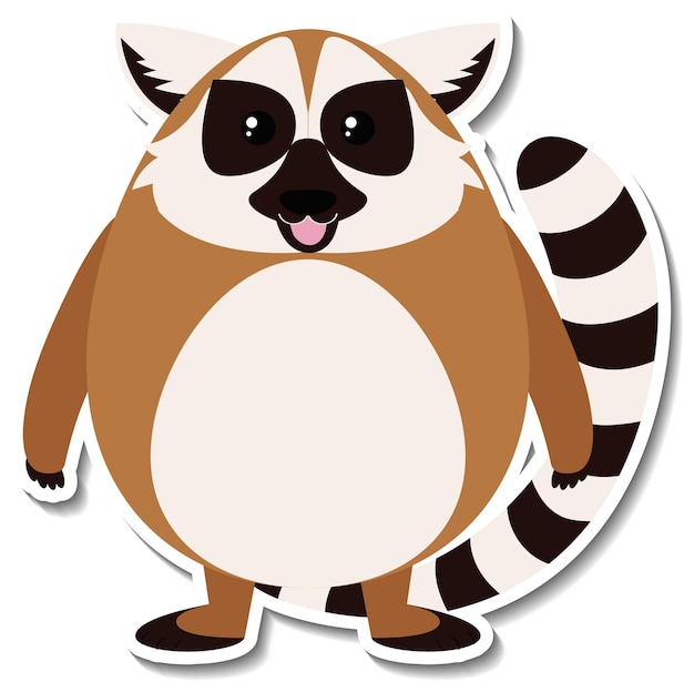 Gratis vector mollige maki dieren cartoon sticker