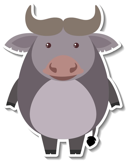 Gratis vector mollige stier dieren cartoon sticker