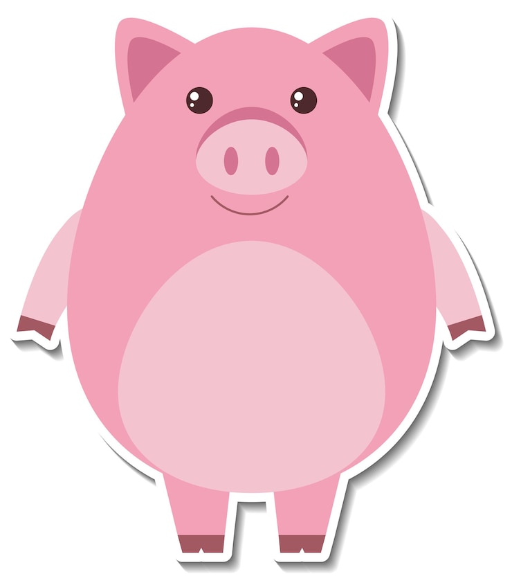 Gratis Vector mollige varken boerderij dieren cartoon sticker