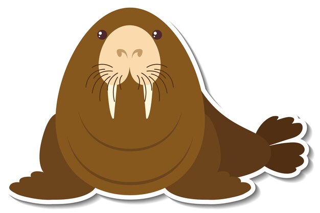 Mollige walrus dieren cartoon sticker