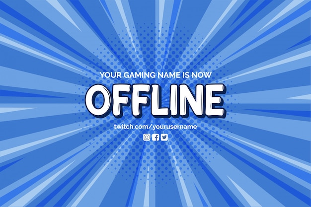 Momenteel offline banner met komische zoom achtergrond vector sjabloon