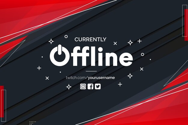 Momenteel offline Twitch-banner met abstracte rode vormen