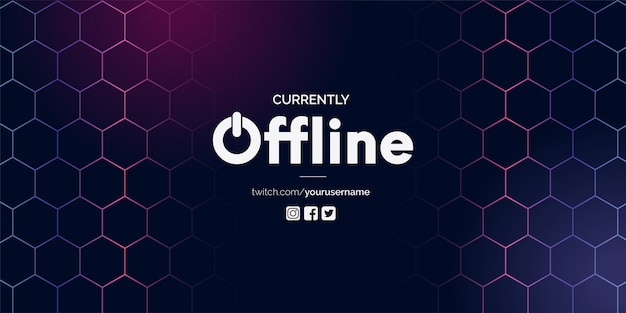 Gratis vector momenteel offline twitch met zeshoekige vormen